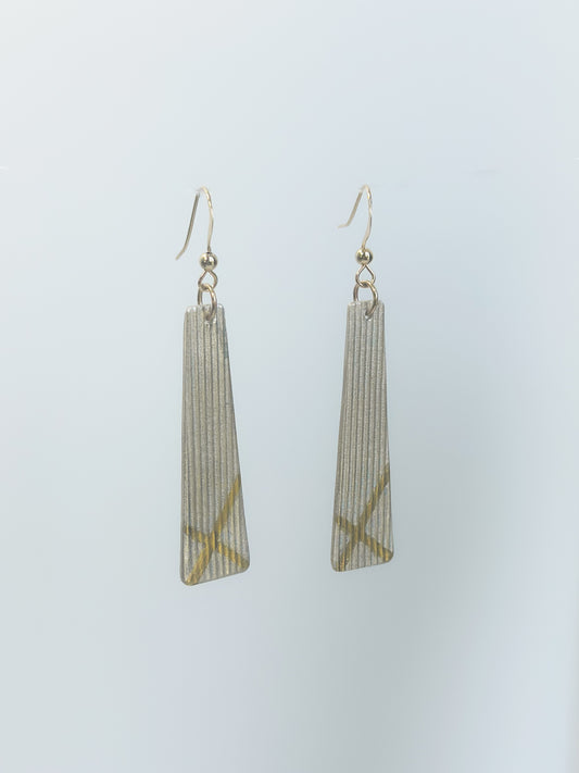 Bar earrings (fine silver and 24k gold)
